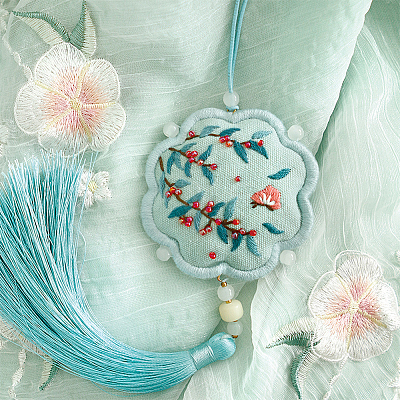 DIY Embroidery Flower Shape Sachet Pendant Decoration Kits DIY-WH0033-57B-1