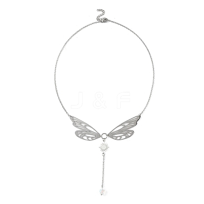 304 Stainless Steel & Glass Pendant Necklaces NJEW-TA00252-1