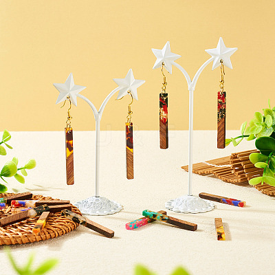 16Pcs 8 Colors Transparent Resin & Walnut Wood Big Pendants RESI-TA0002-53-1