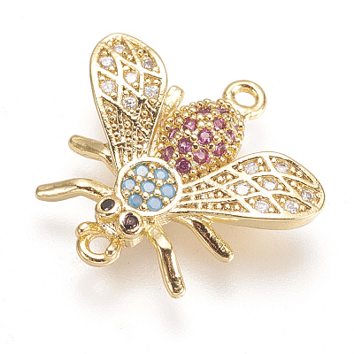 Brass Micro Pave Cubic Zirconia Links ZIRC-A009-17G-1