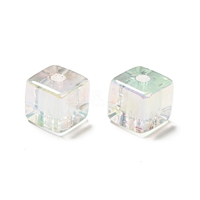 UV Plating Rainbow Iridescent Transparent Acrylic Beads OACR-A014-05-1