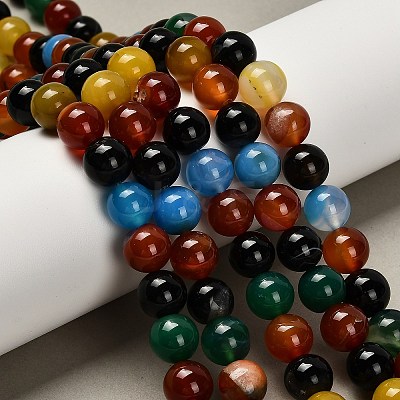 Dyed Natural Agate Beads Strands G-G203-10G-10mm-1