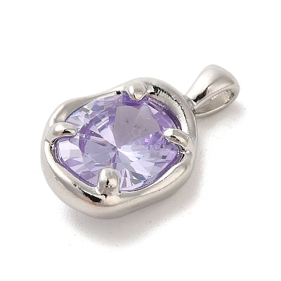 Platinum Brass Micro Pave Cubic Zirconia Pendants KK-U031-02P-06-1