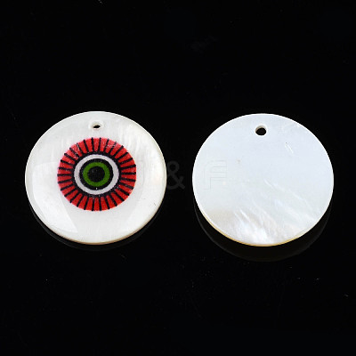 Printed Freshwater Shell Charms SHEL-T009-20D-1