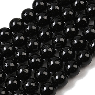 Natural Black Tourmaline Beads Strands G-E444-27-12mm-1