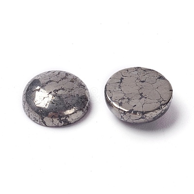 Half Round Natural Pyrite Cabochons X-G-I125-09-10x4mm-1