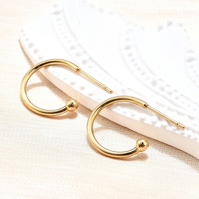 304 Stainless Steel C-shaped Hoop Circle Ball Stud Earrings STAS-K204-04G-1