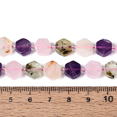 3 Styles Natural Rose Quartz & Prehnite & Amethyst Beads Strands G-P534-A25-01-1