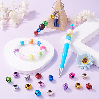 100Pcs UV Plating Opaque Acrylic European Beads PACR-TA0001-32C-1
