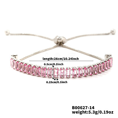 Adjustable Brass Pave Cubic Zirconia Slider Bracelets YT3648-4-1