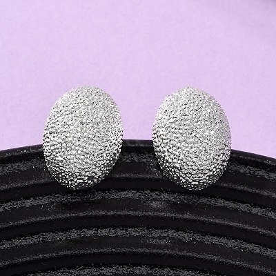 Brass Textured Stud Earrings EJEW-A143-02E-S-1