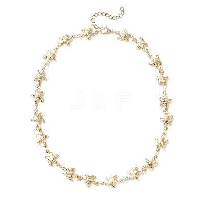 Ocean 304 Stainless Steel Starfish Link Chain Necklaces for Women NJEW-JN05921-1