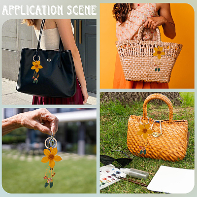 Leather and Alloy Keychain HJEW-WH20022-04A-04-1