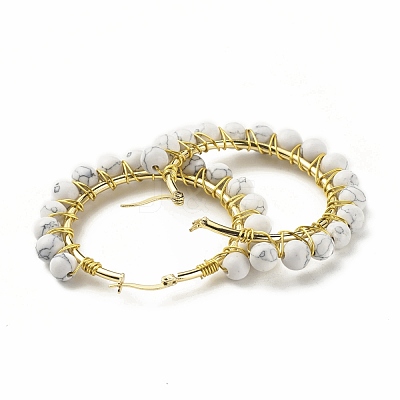 Synthetic Howlite Beaded Hoop Earrings for Women EJEW-C003-03I-RS-1