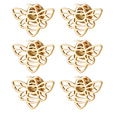 6Pcs Bees 304 Stainless Steel Lapel Pin Backs for Backpack Clothes JEWB-FH0003-11G-1