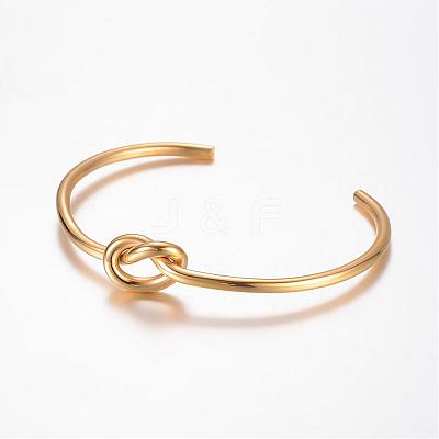 Unique Design 304 Stainless Steel Cuff Bangles BJEW-K105-07G-1