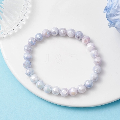 Electroplate Glass Round Beads Stretch Bracelets for Women BJEW-JB12630-01-1