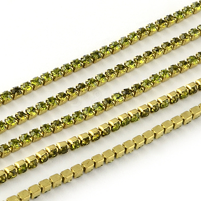 Nickel Free Raw(Unplated) Brass Rhinestone Strass Chains CHC-R119-S6-03C-1-1