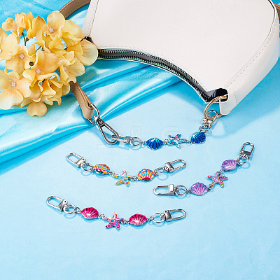 4Pcs 4 Colors Ocean Theme Alloy Enamel Link Purse Strap Extenders AJEW-TA0003-68-1