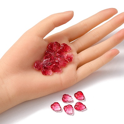 Autumn Theme Two-Tone Transparent Glass Charms GLAA-YW0001-53D-1