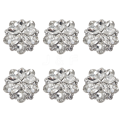 6Pcs Glass Rhinestone Shank Buttons BUTT-FG0001-52P-1