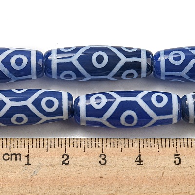 Blue Tibetan Style dZi Beads Strands TDZI-NH0001-B09-01-1