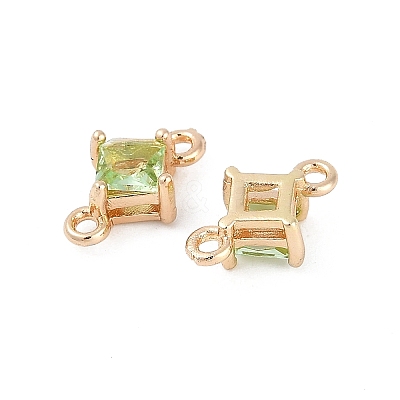 Brass Pave Glass Rhombus Links Connector Charms X1-GLAA-Q088-001I-1