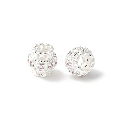 Brass Micro Pave Cubic Zirconia European Beads KK-U067-08S-05-1