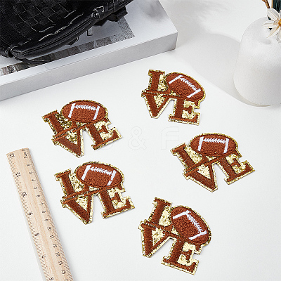 5Pcs Sports Polyester Glitter Powder Embroidery Sew On Patches PATC-GF0001-90-1
