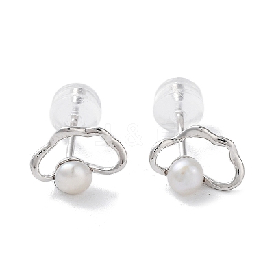 Natural Pearl Stud Earrings for Women EJEW-C083-07D-P-1