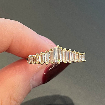 Brass Micro Pave Clear Cubic Zirconia Finger Rings FS-WGE2097-12-1
