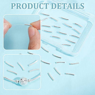 30Pcs 925 Sterling Silver Curved Tube Beads STER-BC0001-79-1