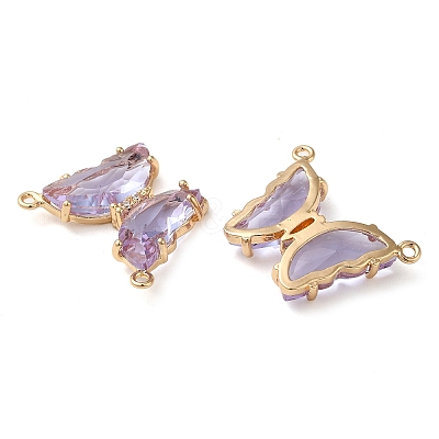 Brass Pave Faceted Glass Connector Charms FIND-Z020-03L-1