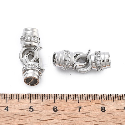 Brass Micro Pave Clear Cubic Zirconia Fold Over Clasps KK-B125-14P-1