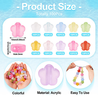 100Pcs 10 Colors Transparent Acrylic Beads TACR-TA0001-44-1