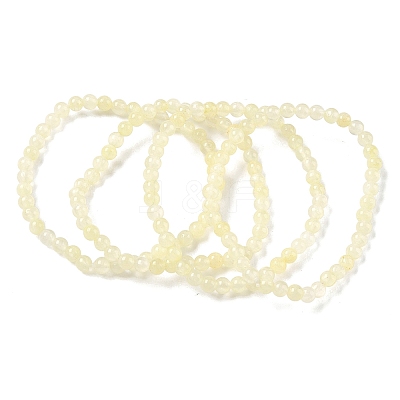 Natural Golden Silk Jade Round Beaded Stretch Bracelets for Women BJEW-F535-01A-1