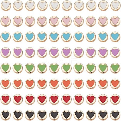 80Pcs 8 Colors Alloy Enamel Beads DIY-AR0003-86-1