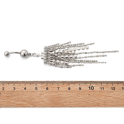 Alloy Crystal Rhinestone Dangle Curved Barbell Belly Rings LS-AJEW-R007-04P-03-1