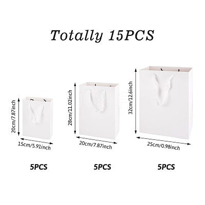 15Pcs 3 Sizes Rectangle Paper Gift Storage Tote Bags with Handle ABAG-TA0001-73A-1
