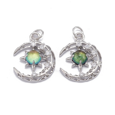 Brass Micro Pave Clear Cubic Zirconia Glass Pendants ZIRC-C024-06P-04-1
