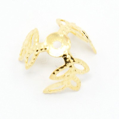 3-Petal Brass Flower Bead Caps KK-M010-01G-1