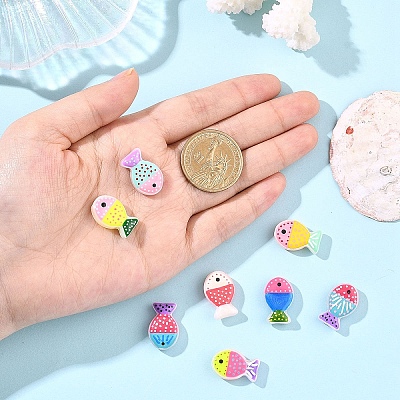 8Pcs 8 Colors Painted Glass Beads LAMP-YW0004-07-1
