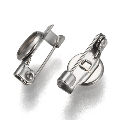 Tarnish Resistant 304 Stainless Steel Brooch Base Settings STAS-F191-04P-6mm-1