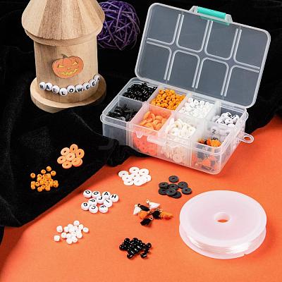 3 Colors 1155Pcs DIY Halloween Theme Stretch Bracelets Making Kits DIY-LS0001-22A-1
