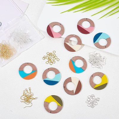 DIY Walnut Wooden Dangle Earring Making Kits DIY-OC0006-62-1