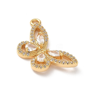 Brass Micro Pave Clear Cubic Zirconia Pendants KK-D504-22B-G-1