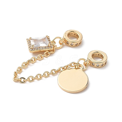 Brass Micro Pave Clear Cubic Zirconia Cable Chain European Beads KK-G531-07A-G-1
