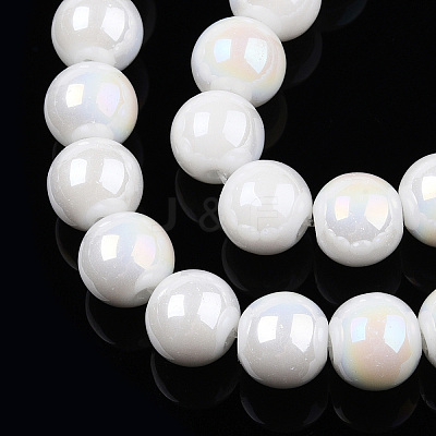 Electroplate Opaque Glass Beads Strands X-GLAA-T032-P10mm-AB02-1
