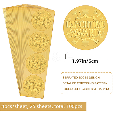 Plastic Self Adhesive Gold Foil Embossed Stickers DIY-WH0211-308-1