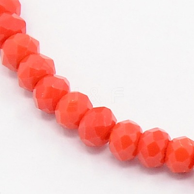 Opaque Solid Color Crystal Glass Faceted Rondelle Beads Strands GLAA-F025-A08-1
